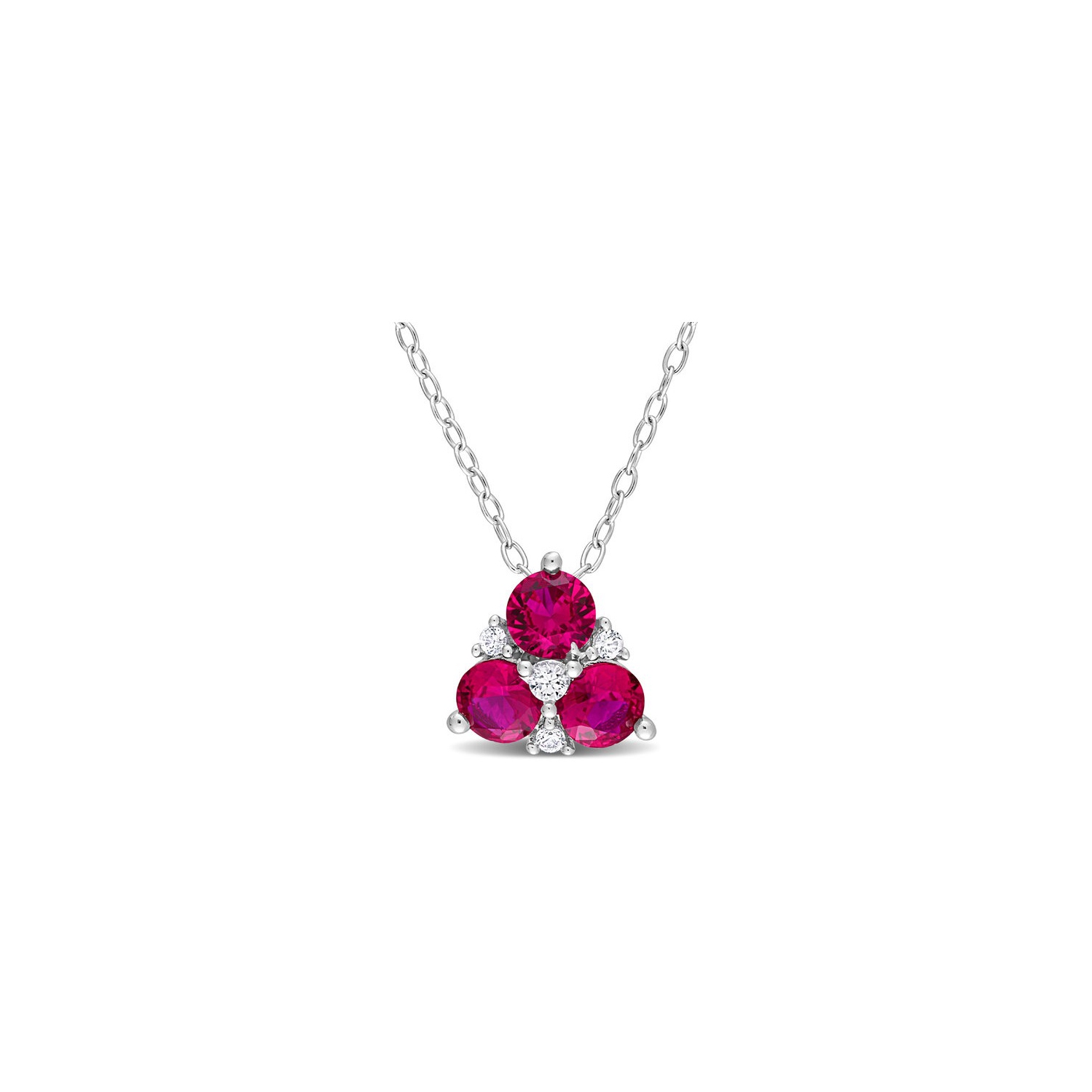 1.45 Carat Lab-Created Ruby and White Sapphire Heart Pendant Necklace in Sterling Silver with chain