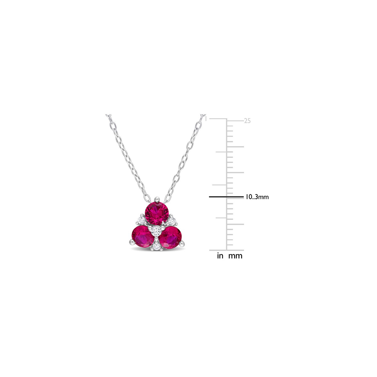 1.45 Carat Lab-Created Ruby and White Sapphire Heart Pendant Necklace in Sterling Silver with chain