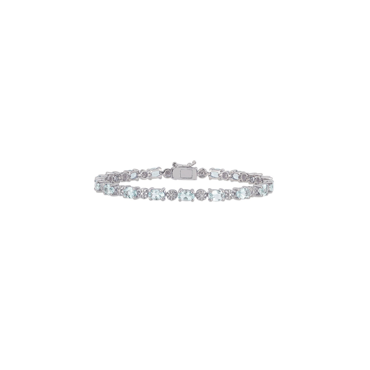 7,00 carat Bracelet aigue-marine en argent sterling avec des diamants d'accent
