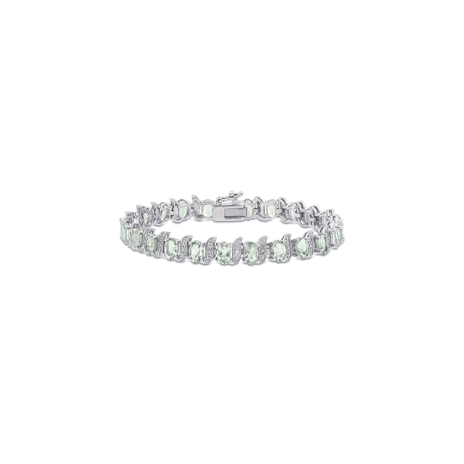 9,75 Carat Bracelet de quartz vert en argent sterling (7 pouces)