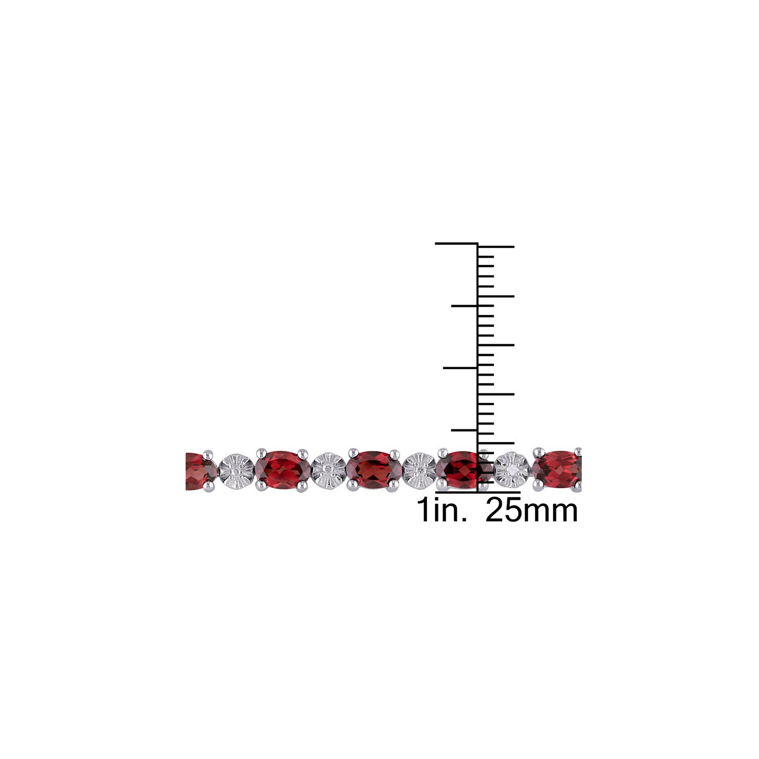 8.40 Carat Garnet Bracelet in Sterling Silver with Accent Diamonds