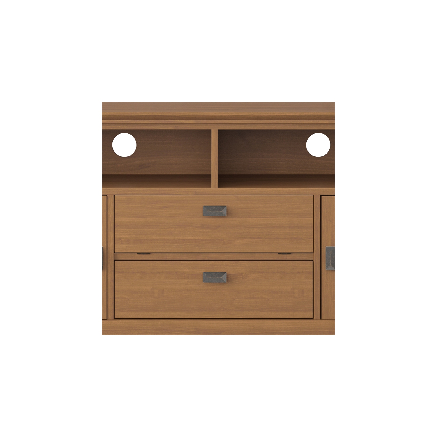 Simpli Home Artisan Wood 72" Transitional TV Media Stand in Honey Brown For TVs up to 80"