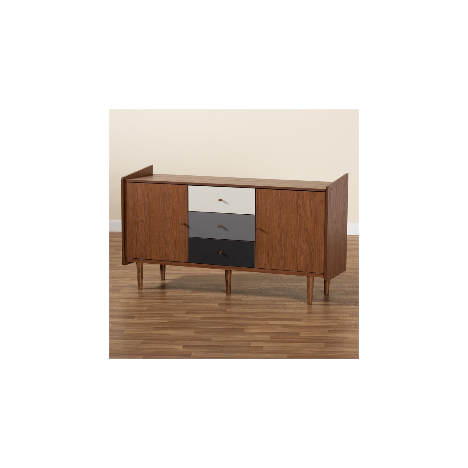 Baxton Studio Halden Brown and Grey Finished Wood 2-Door Dining Room Buffet