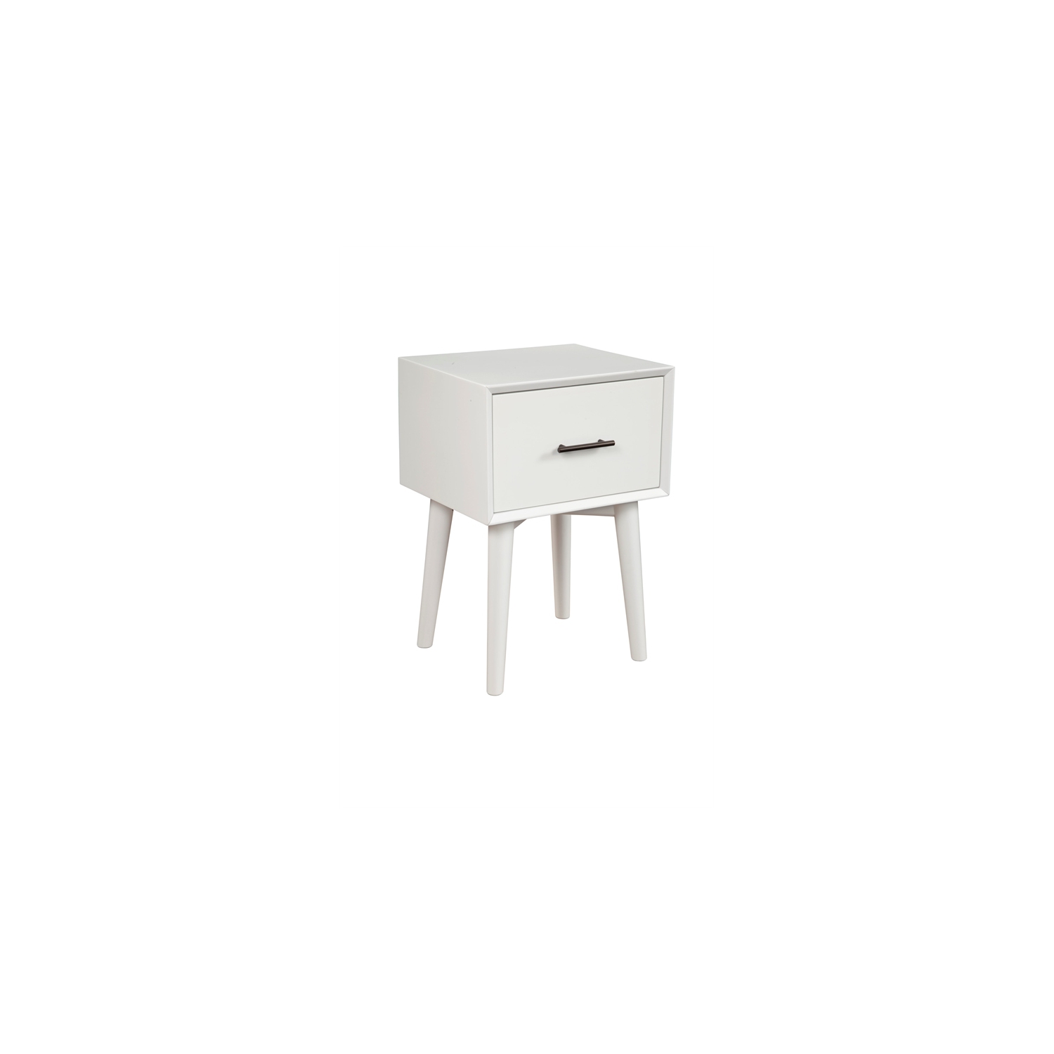 Alpine Furniture Flynn Wood 1 Drawer End Table in White