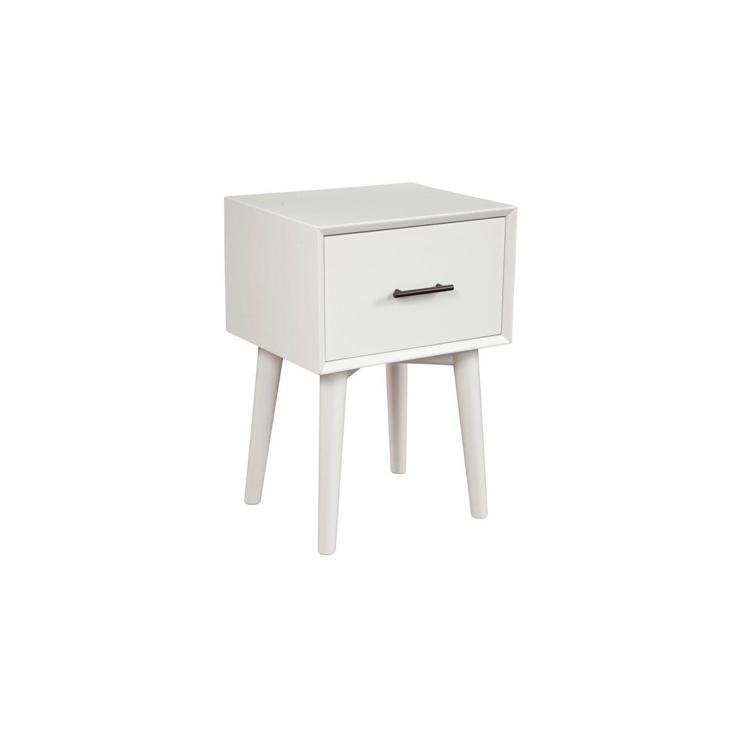 Alpine Furniture Flynn Wood 1 Drawer End Table in White