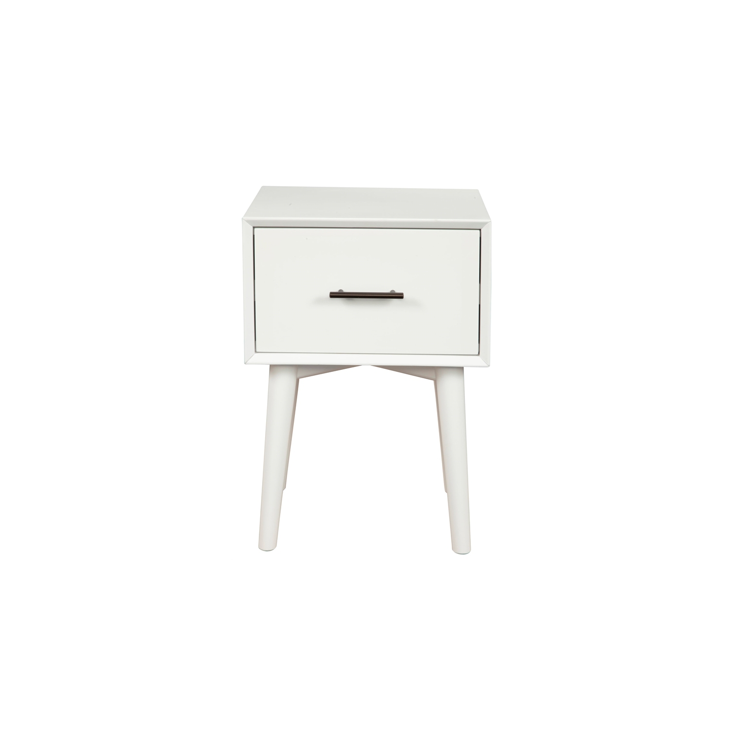 Alpine Furniture Flynn Wood 1 Drawer End Table in White