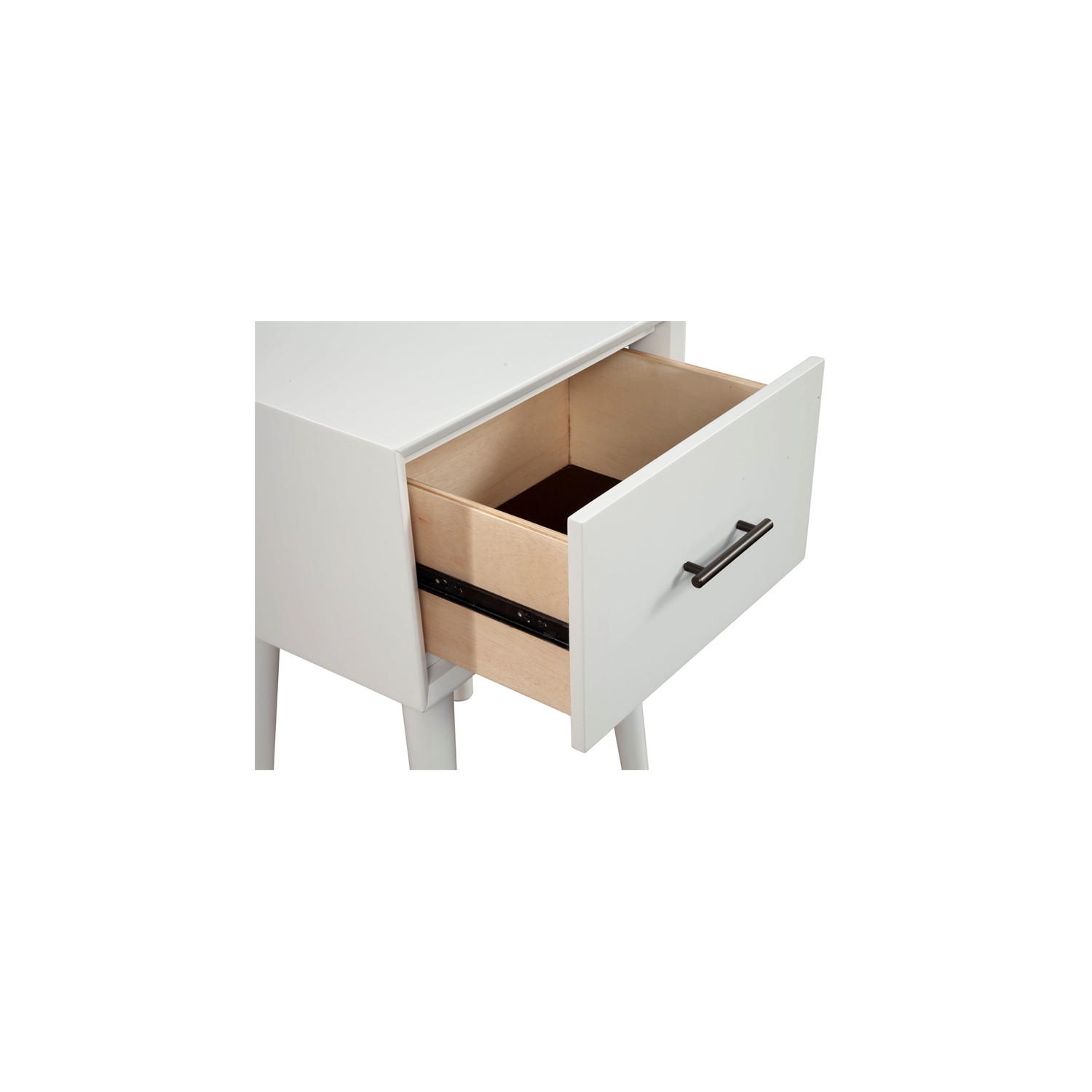 Alpine Furniture Flynn Wood 1 Drawer End Table in White