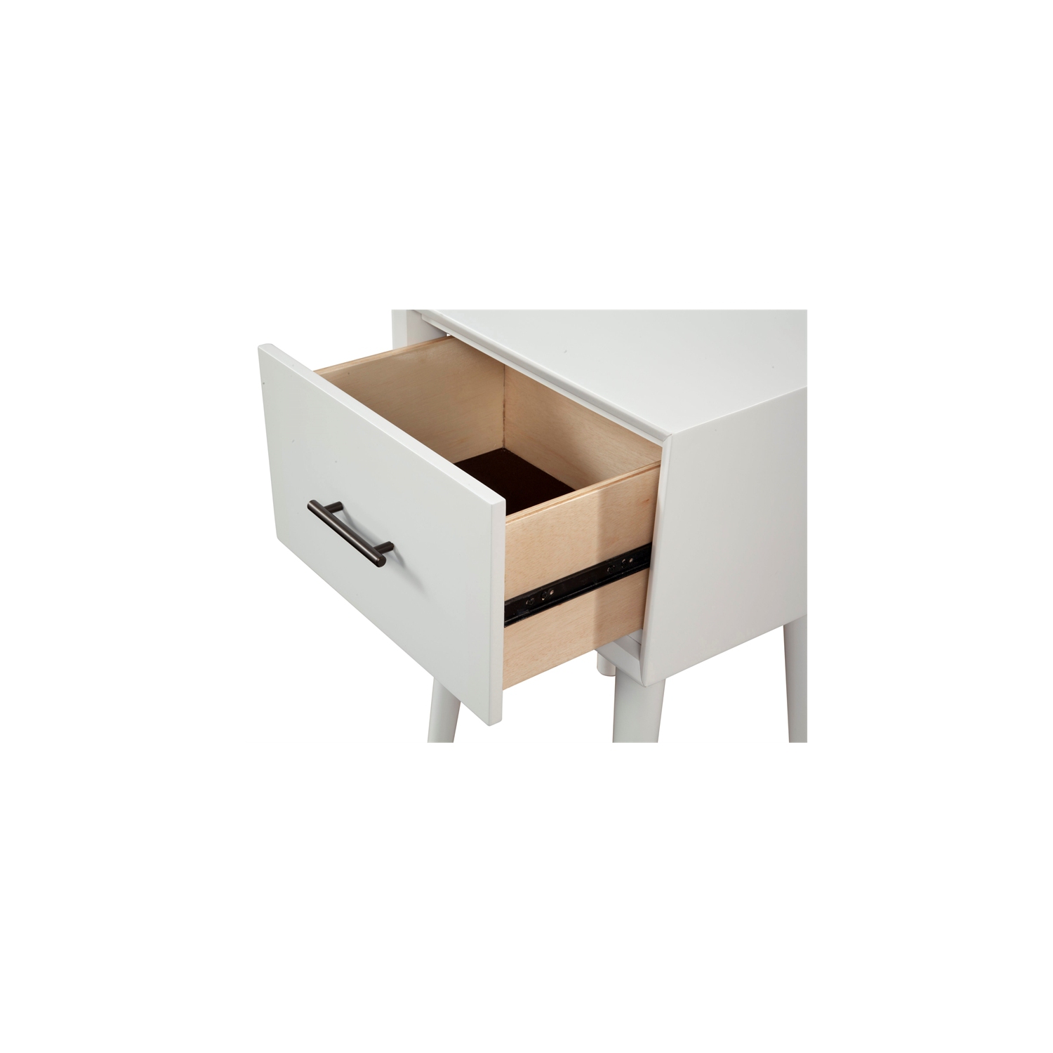 Alpine Furniture Flynn Wood 1 Drawer End Table in White