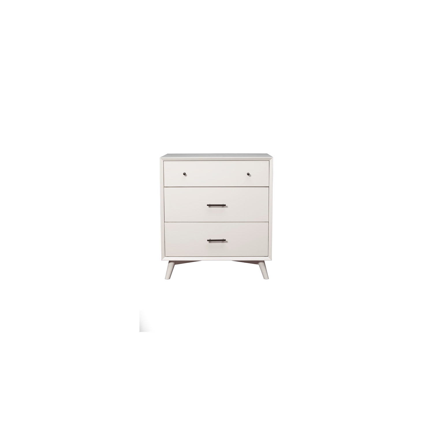 Alpine Furniture Flynn Mid Century Modern Wood 3 Drawer Small Chest in White