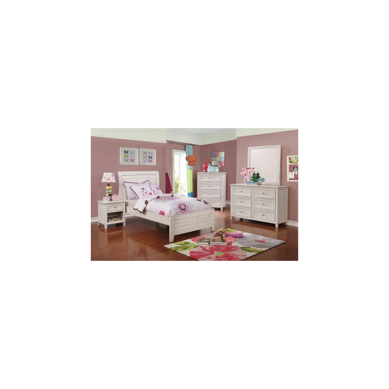 Table de chevet à 1 tiroir pour enfants en bois Gamora de Furniture of America, blanc antique