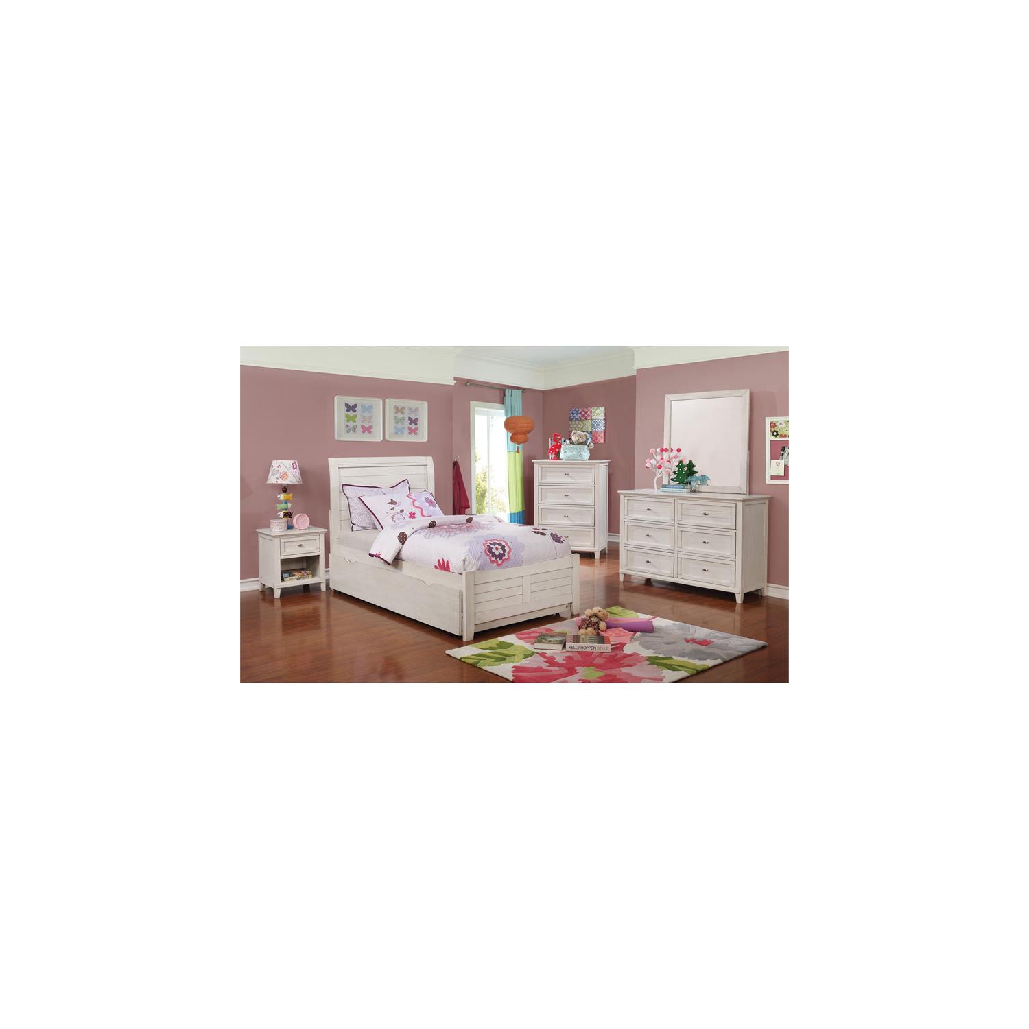 Table de chevet à 1 tiroir pour enfants en bois Gamora de Furniture of America, blanc antique