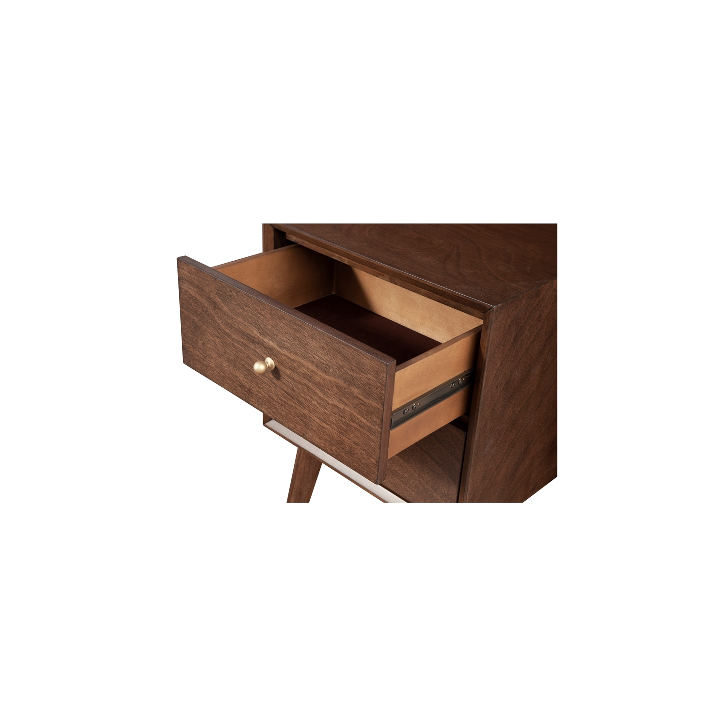 Alpine Furniture Flynn Mid Century Wood 2 Drawer Nightstand in Walnut