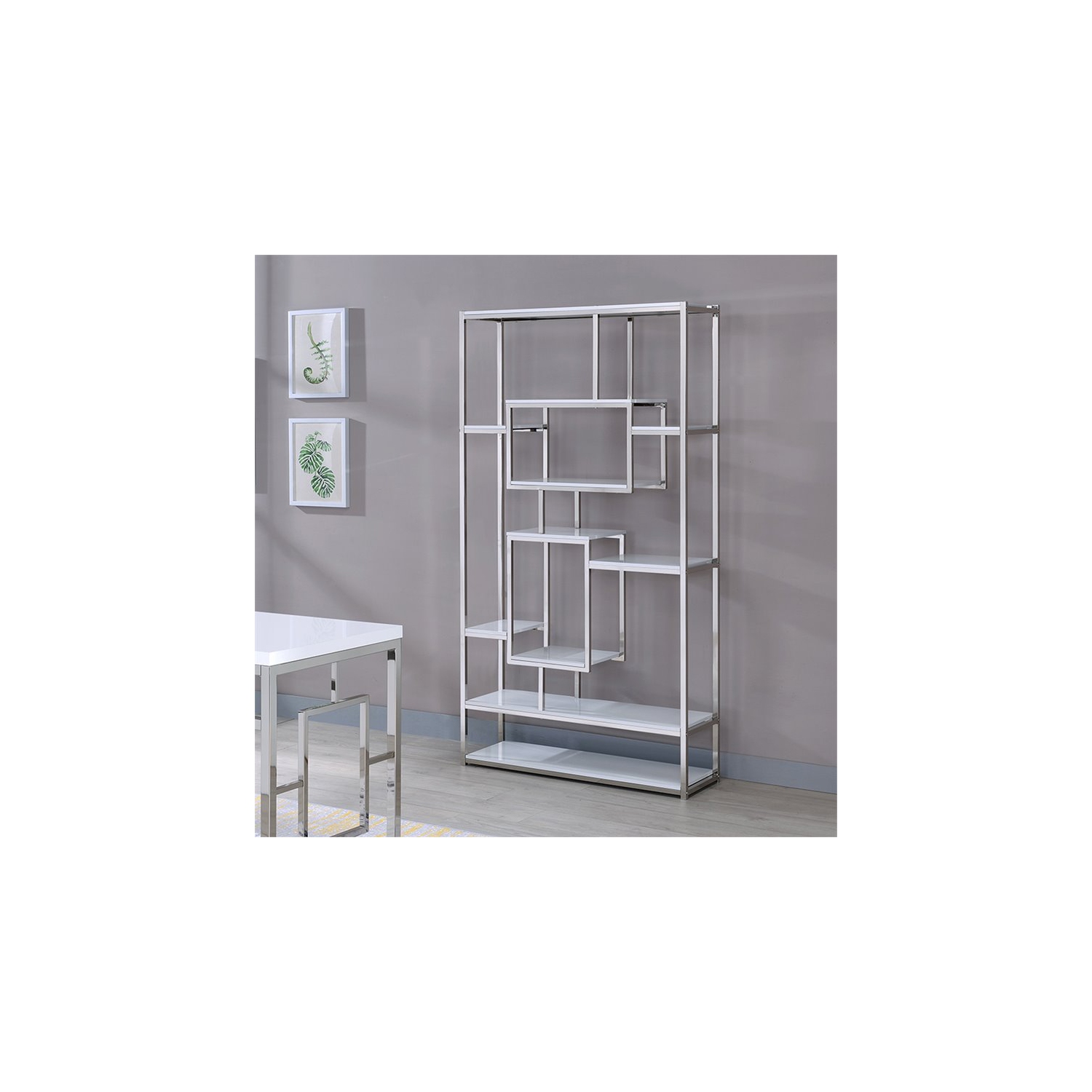 Alize Metal Modern Artsy styled Gray Finished Bookcase with Shelves