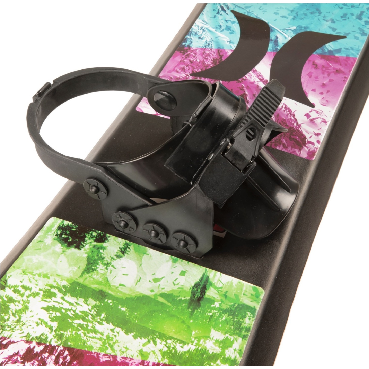 Hurley 48" Printed Beginner Snowboard With Premium Bindings And Mixed Colour Mountain Design