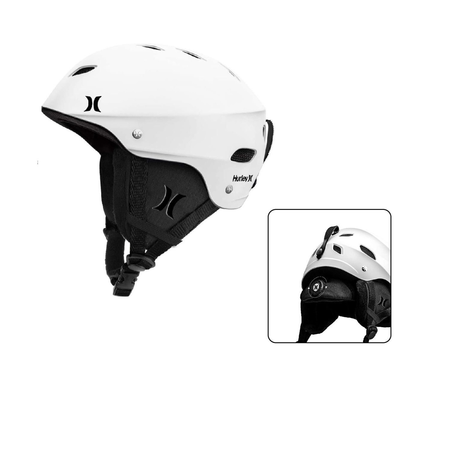 Casque de neige Hurley réglable pour jeunes, blanc, moyen