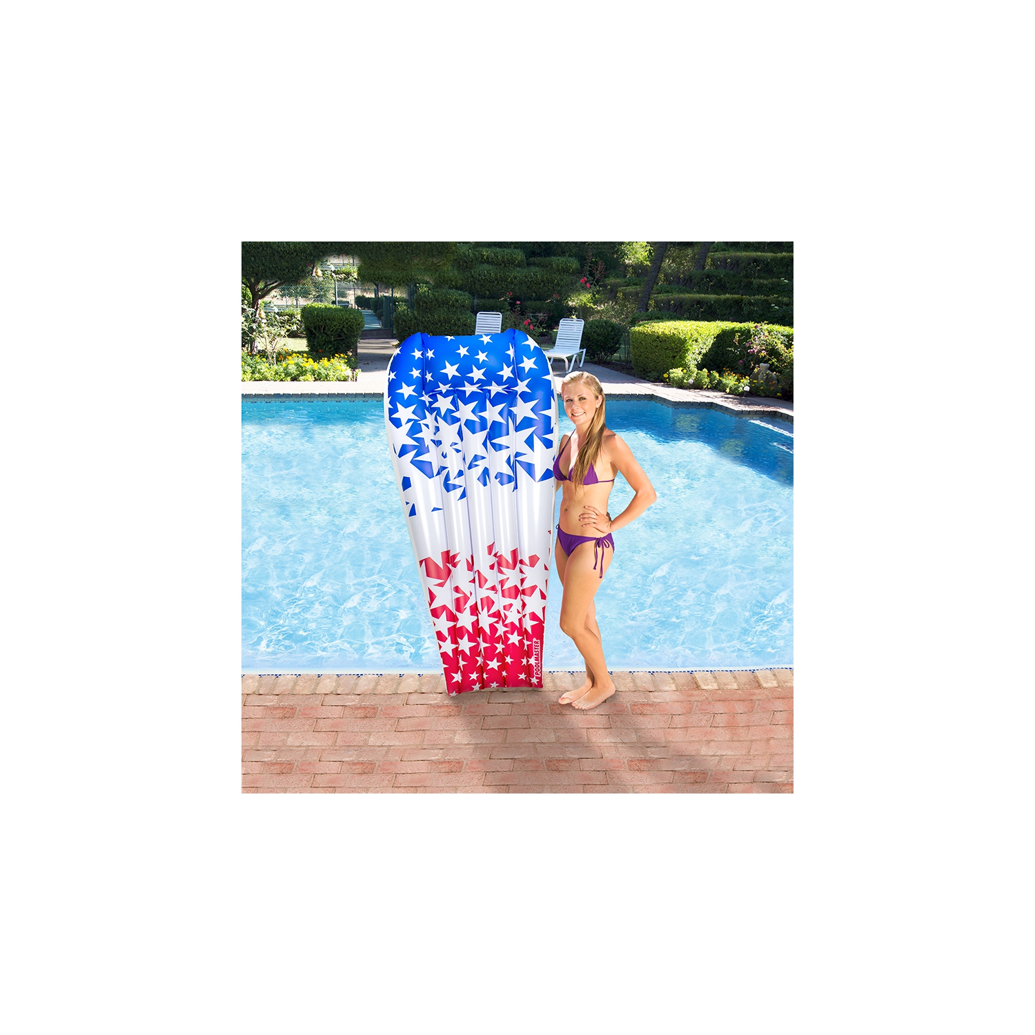 74" Inflatable Patriotic Stars Suntanner Pool Float Mattress