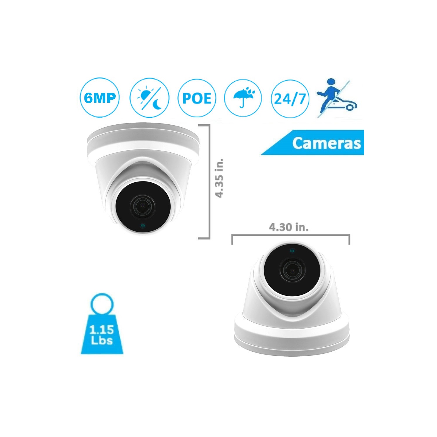 【Expandable】CTVISION 6MP Wired Audio Security Camera System, 4 Camera Surveillance Kit Outdoor DIY Audio 2TB HDD Included for Home Business Security