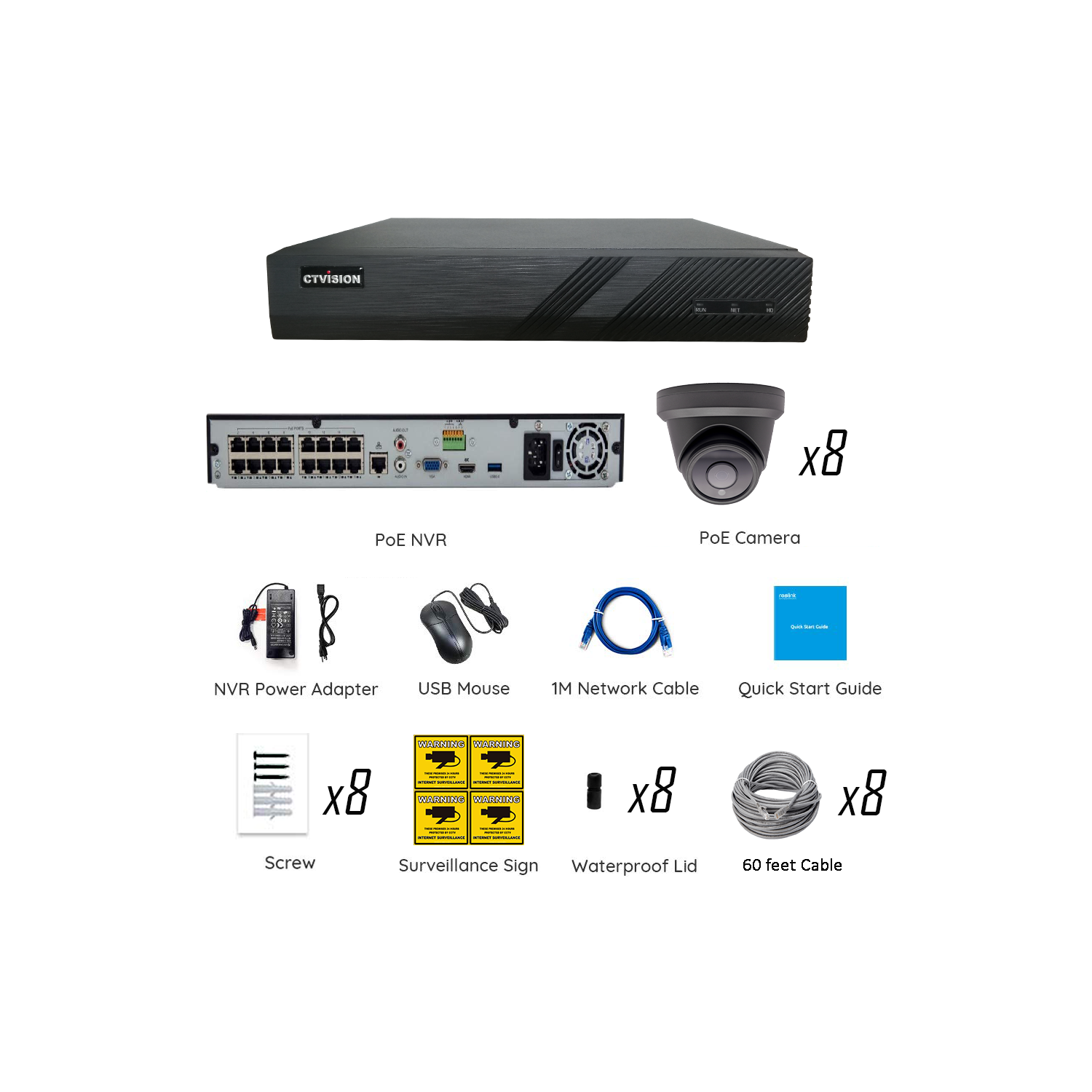 【Expandable】CTVISION 6MP Wired Audio Security Camera System, 4 Camera Surveillance Kit Outdoor DIY Audio 2TB HDD Included for Home Business Security