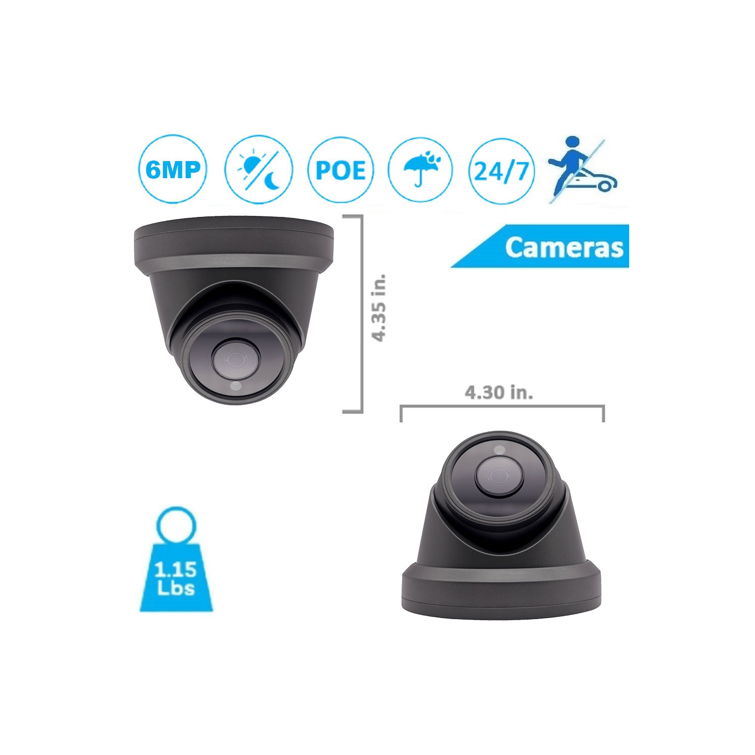 【Expandable】CTVISION 6MP Wired Audio Security Camera System, 4 Camera Surveillance Kit Outdoor DIY Audio 2TB HDD Included for Home Business Security