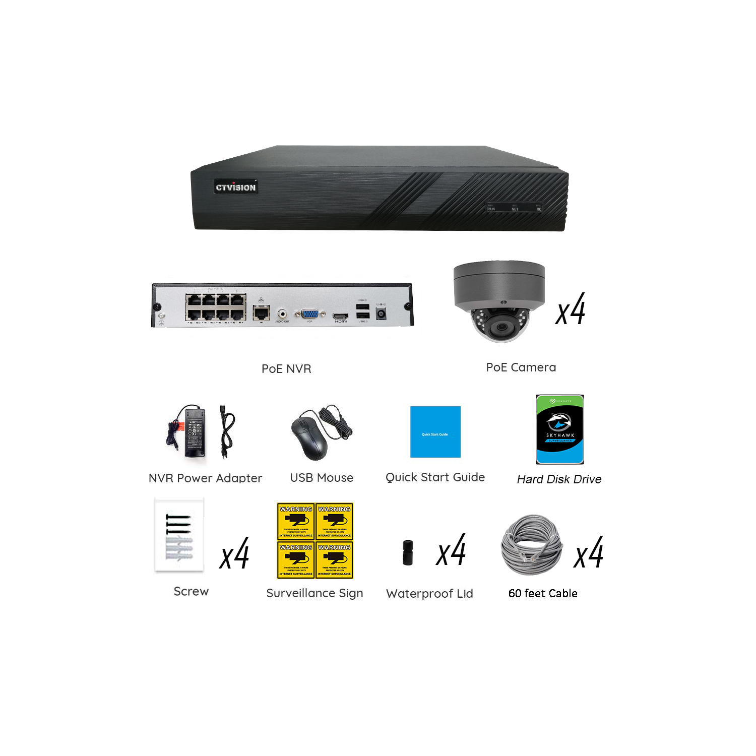 【Expandable】CTVISION 6MP Wired Audio Security Camera System, 4 Camera Surveillance Kit Outdoor DIY Audio 2TB HDD Included for Home Business Security