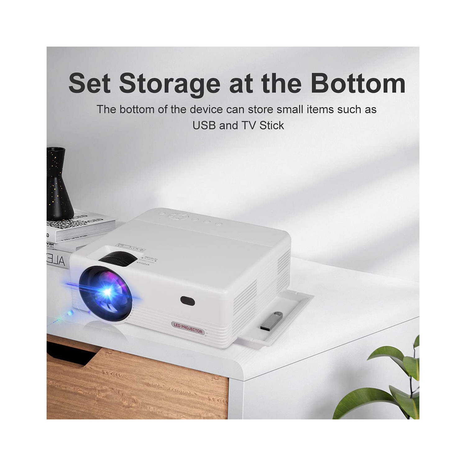 Native 1080P Projector, WiFi Projector, OSEVEN 8000Lumen Portable Movie Projector 4K Projector, Compatible with Smartphone, TV Stick, HDMI, USB,