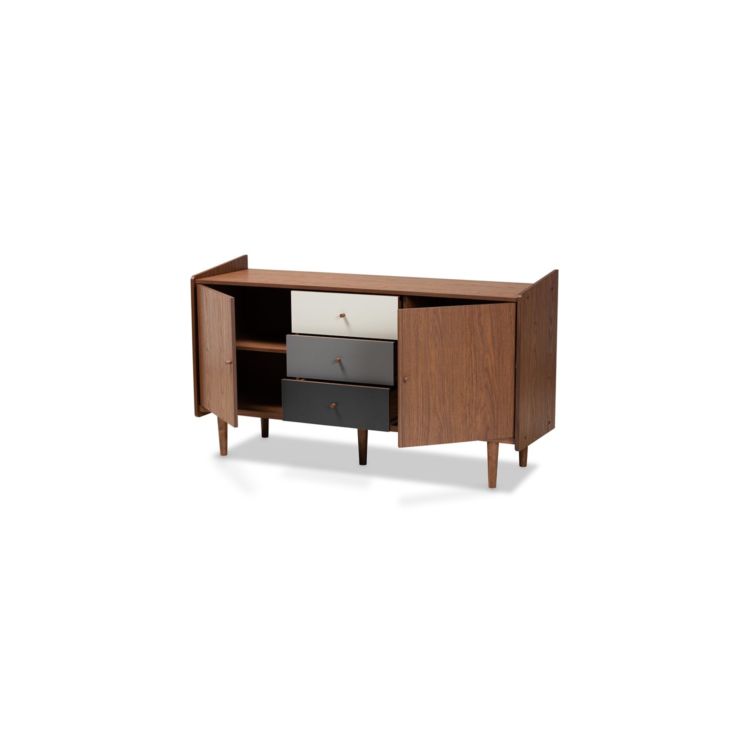 Bowery Hill Mid-Century Brown and Grey Finished Wood 2-Door Dining Room Buffet