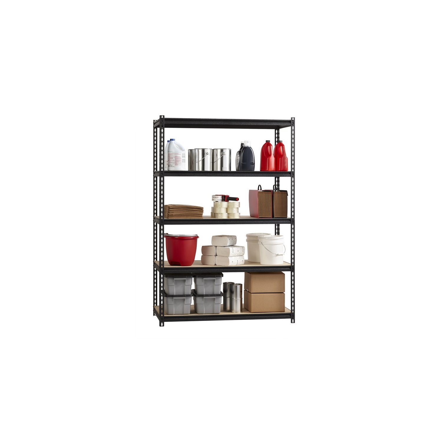 Pemberly Row Riveted Metal Shelving 5-Shelf Unit 18D x 48W x 72H in Black