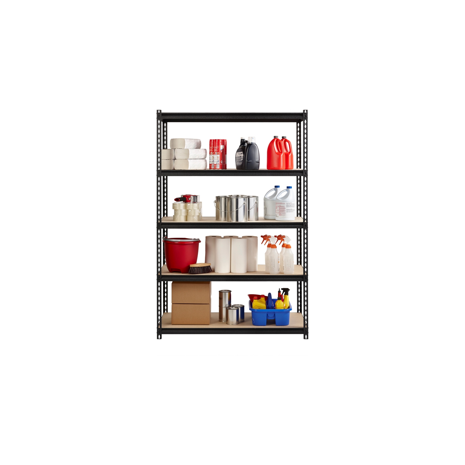 Pemberly Row Riveted Metal Shelving 5-Shelf Unit 18D x 48W x 72H in Black
