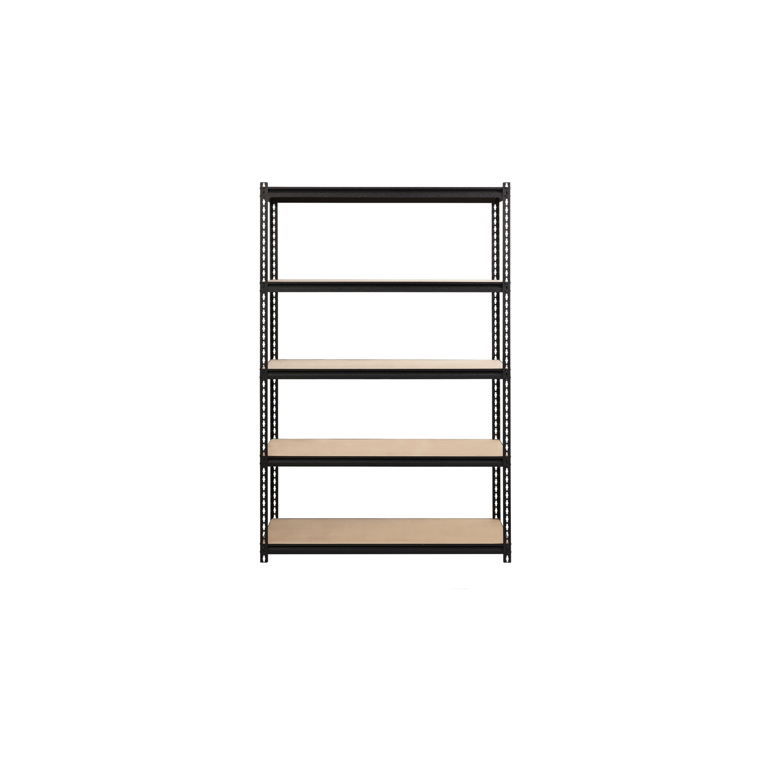 Pemberly Row Riveted Metal Shelving 5-Shelf Unit 18D x 48W x 72H in Black