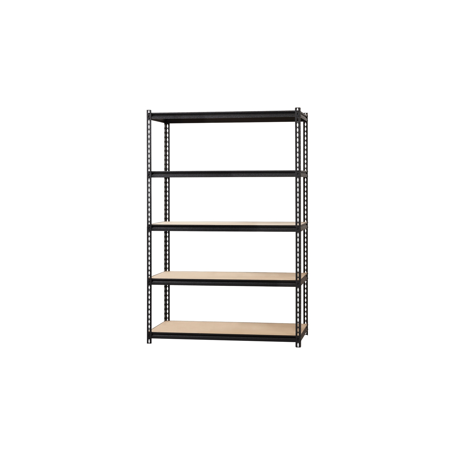 Pemberly Row Riveted Metal Shelving 5-Shelf Unit 18D x 48W x 72H in Black