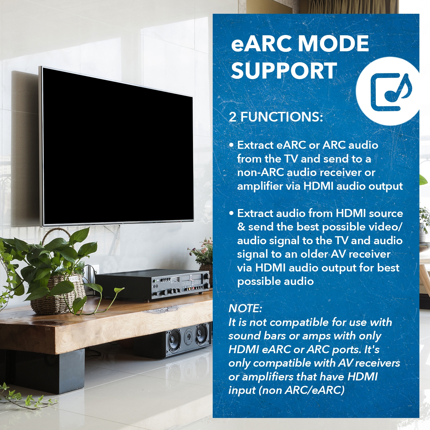 OREI eARC 4K 60Hz Audio Extractor Converter 18G HDMI 2.0 ARC Support - HDCP 2.2 - Dolby Digital/DTS Passthrough CEC, HDR, Dolby Vision HDR10 Support