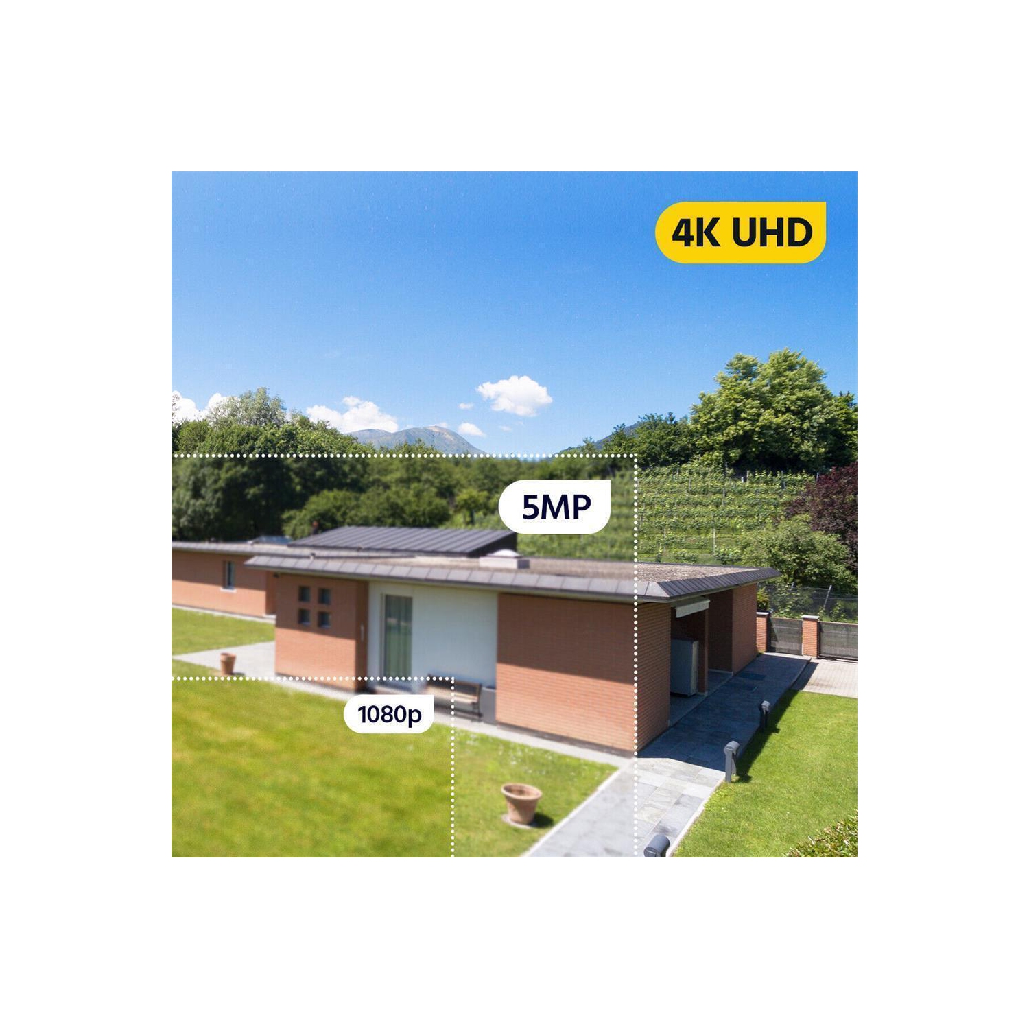 CTVISION Color Night Vision 8MP Wired Audio Security Camera System, 12 Camera Surveillance Outdoor 4TB HDD, Red & Blue Deterrence Siren for home