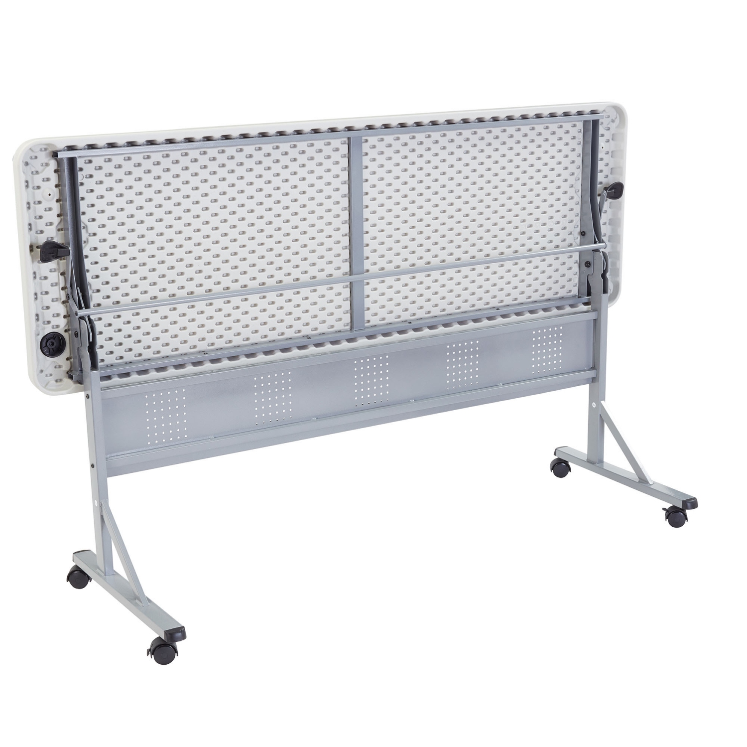NPS BPFT Series 24x72" Plastic Flip-N-Store Training Table in Speckled Gray