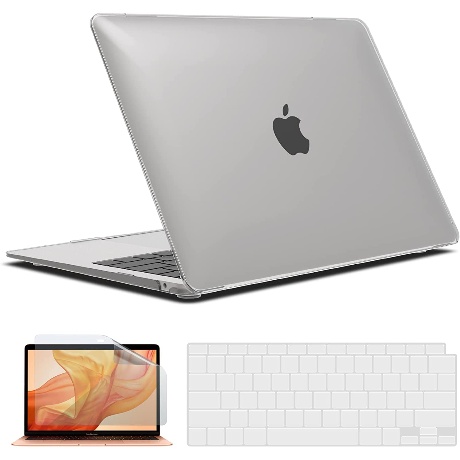 Compatible avec le nouveau MacBook Air de 13 po étui 2022 2021 2020 M1 A2337 A2179 A1932, étui rigide, couverture-clavier et pellicule d’écran pour