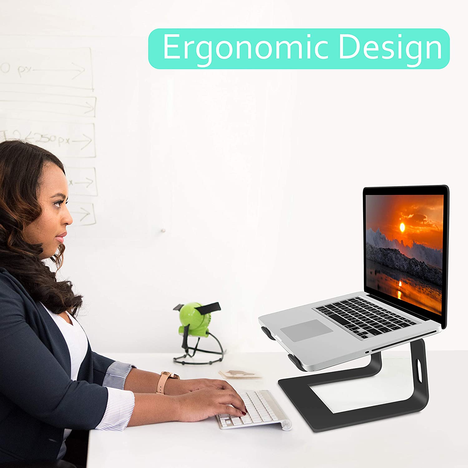 Laptop Stand Aluminum Laptop Riser Compatible with Apple Mac MacBook Air Pro 10 to 15.6 Inch Notebook Computer, Ergonomic Elevator Holder, Black