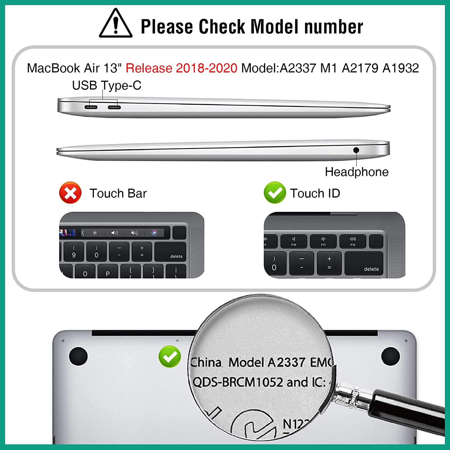 Compatible with MacBook Air 13 inch Case 2022 2021 2020 2019 2018 M1 A2337 A2179 A1932 with Retina Display Touch ID,Case + TPU Keyboard Skin Cover +