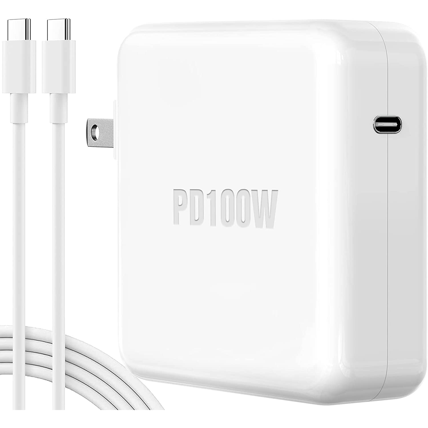 100W USB-C Power Adapter Fast Charge with E-mark Chip 5A USB C Cable (2m), Compatible Mac Book Pro 16, 15, 14, 13 inch, New Macbook Air 13 inch, ipad Pro 12.9/11 inch Dell Hp Asus