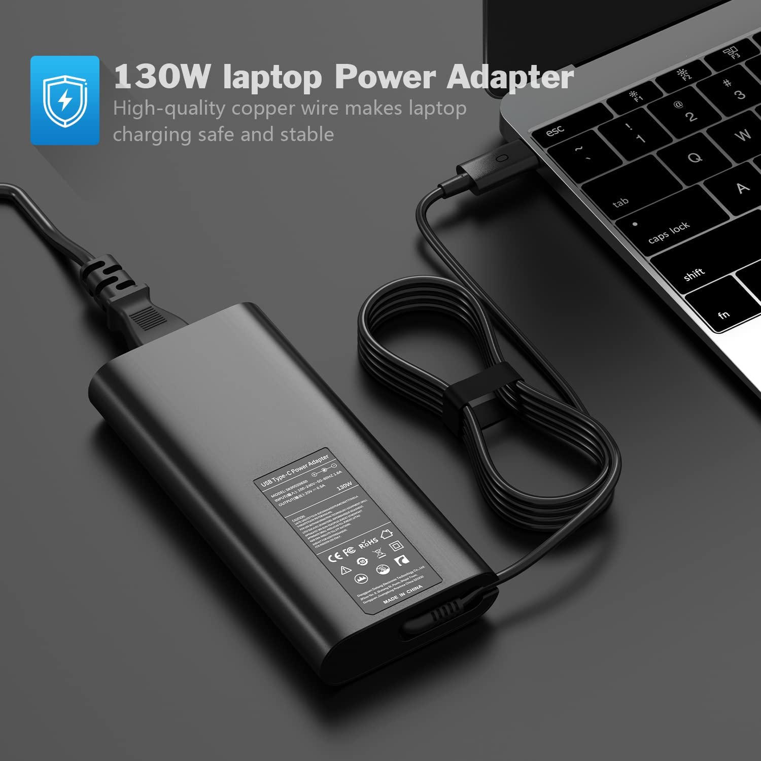 Pour chargeur de portable USB-C 130 W Dell, adaptateur d’alimentation de rechange pour XPS 15 Precision 5530 0M0H25 0K00F5 M0H25 K00F5 modèle 130 W