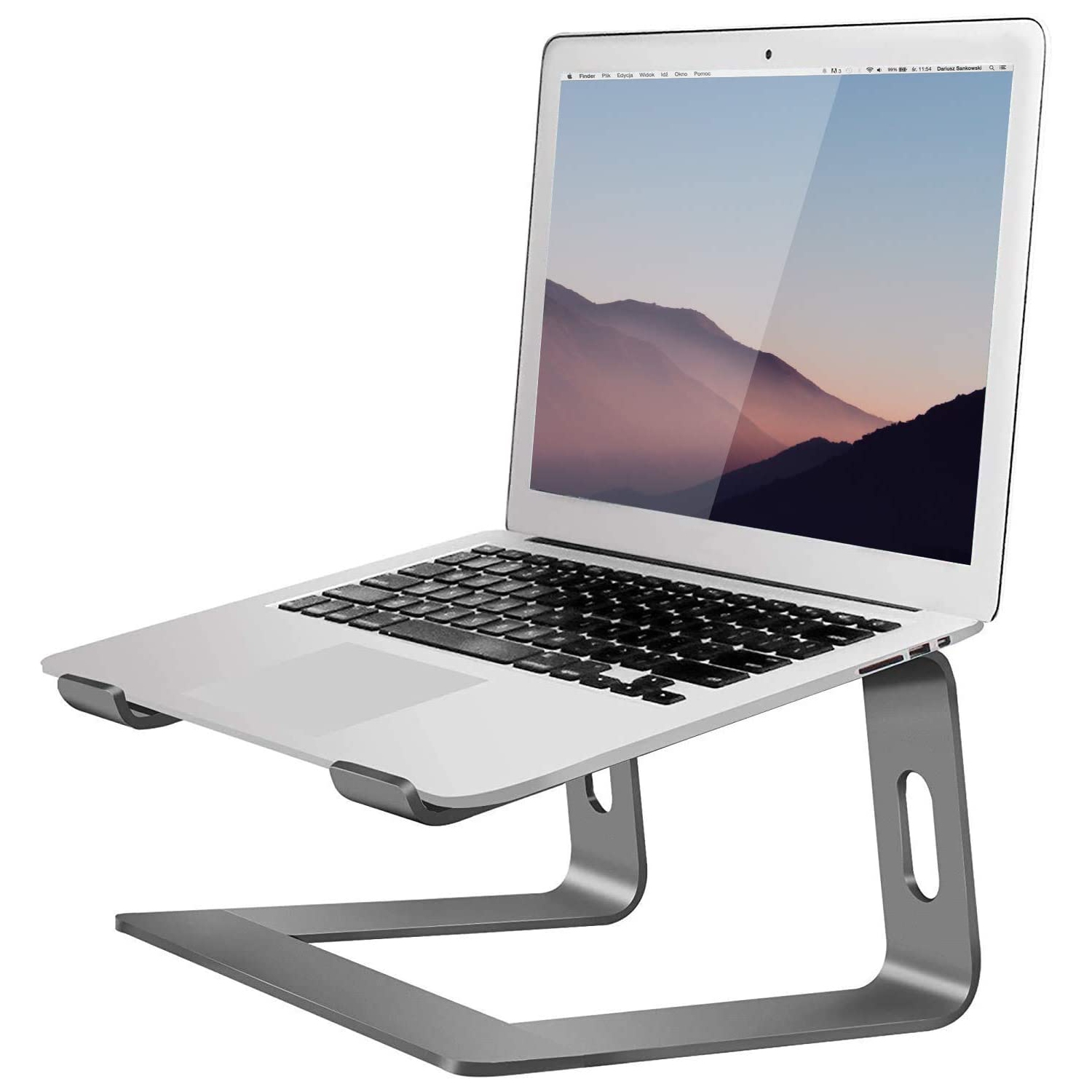 Support en aluminium pour portable compatible avec les MacBook Air Pro de 10 à 15.6 po d’Apple, support d’ascenseur ergonomique, gris cosmique