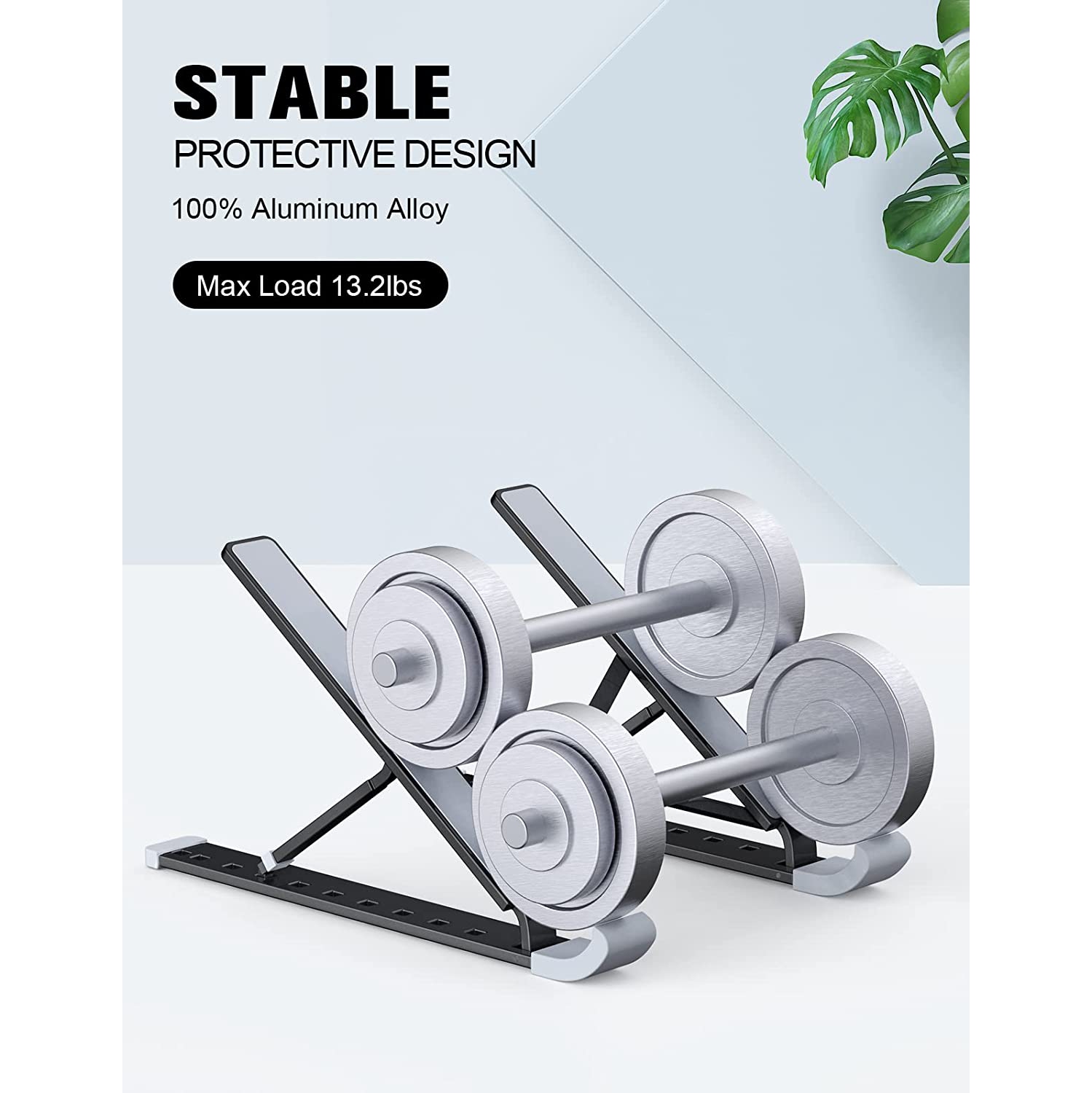 Laptop Stand for Desk, Aluminum 9-Levels Adjustable Portable Computer Stand Laptop Cooling Pad, Ventilated Laptop Riser Compatible with MacBook Pro