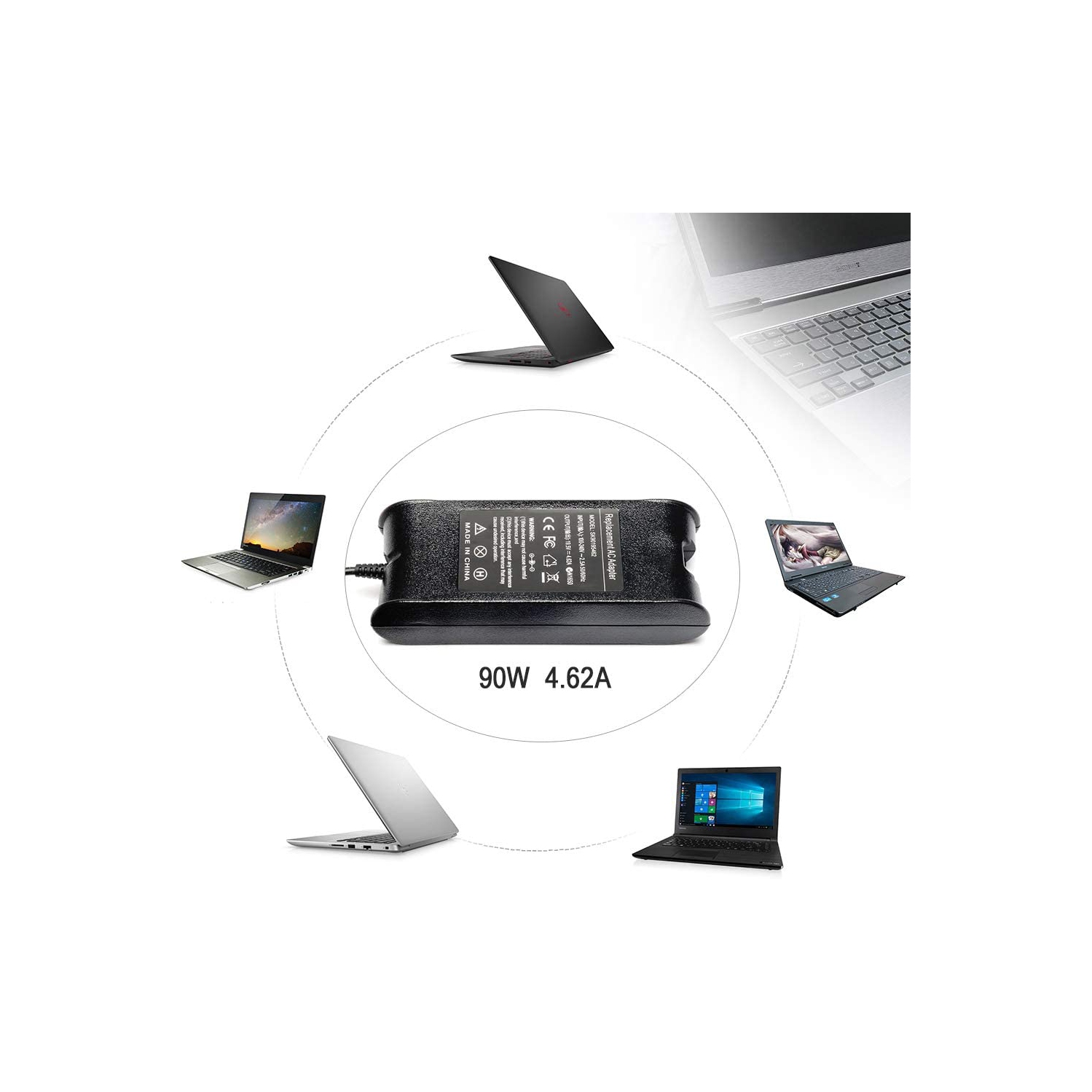 90W AC Adapter Fits for Dell Latitude Inspiron Laptop Charger Cord Latitude 5410 7490 E5470 E6420 E6430 E6400 Inspiron N7110 Power Supply - 7.4 x