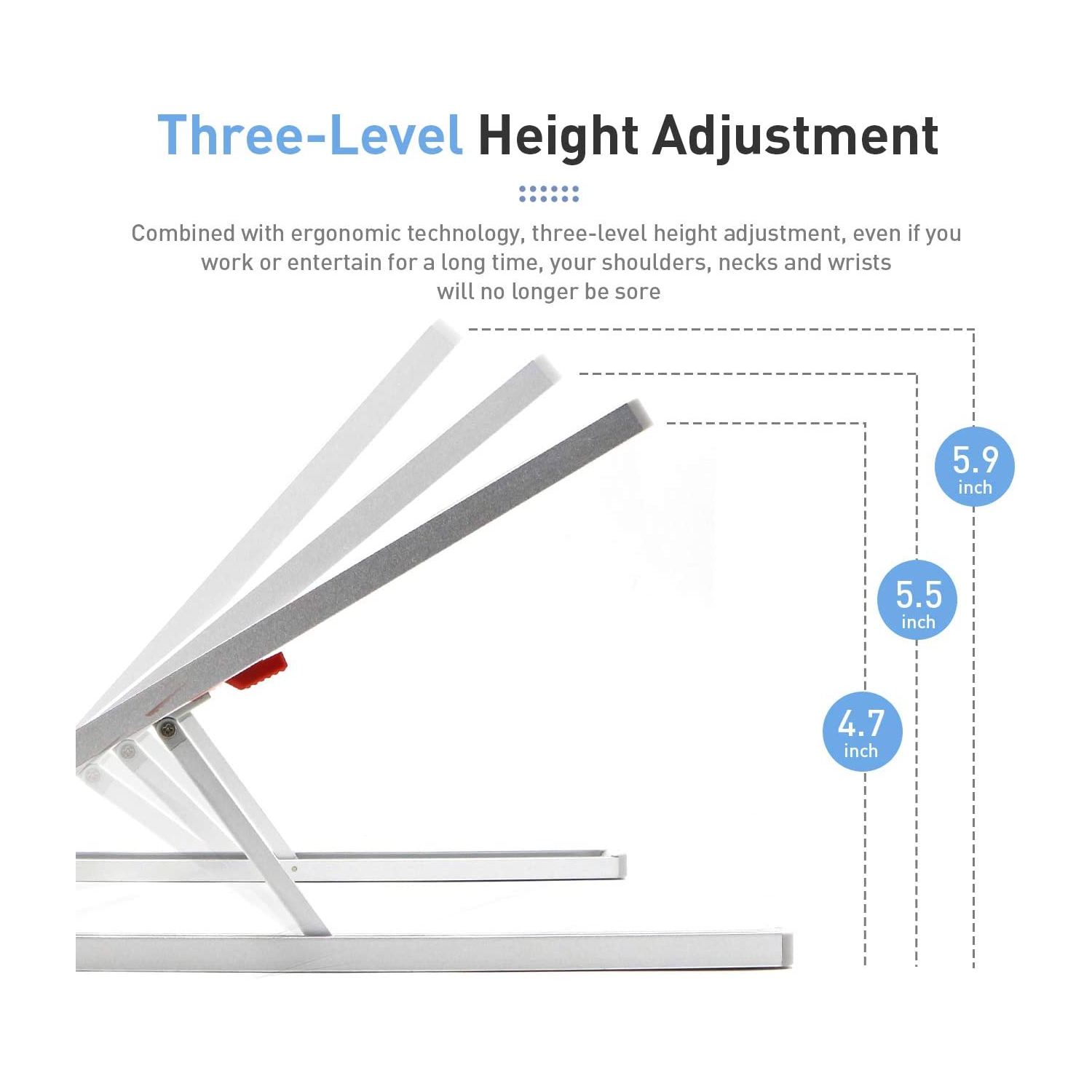 Portable Laptop Stand Adjustable Aluminium Alloy Laptop Stand Foldable Ventilated for MacBook and Notebook Silver