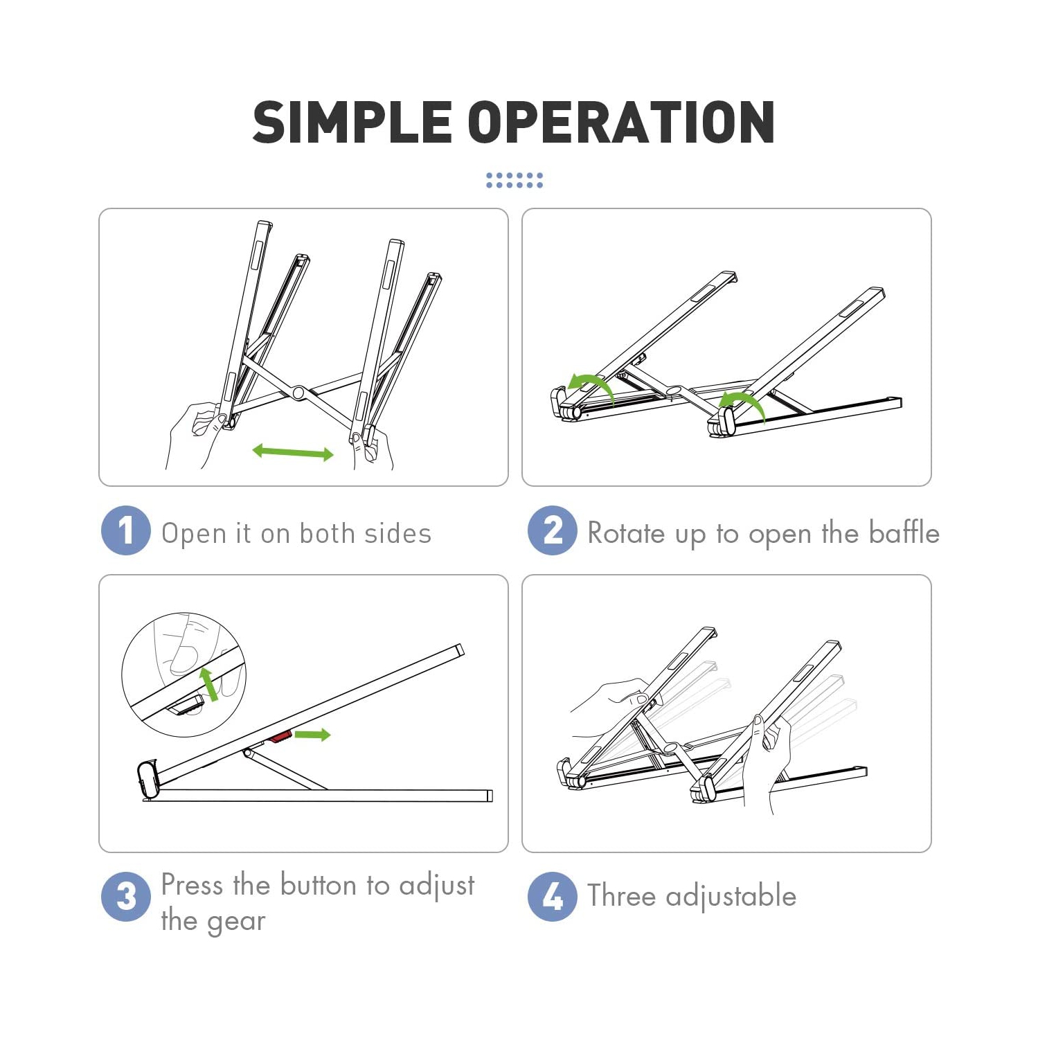 Portable Laptop Stand Adjustable Aluminium Alloy Laptop Stand Foldable Ventilated for MacBook and Notebook Silver