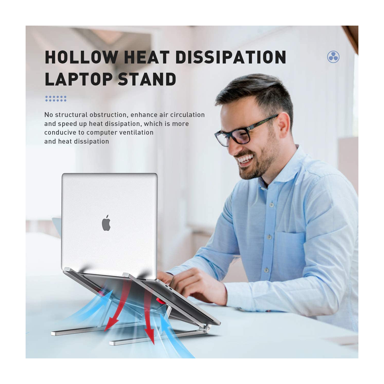Portable Laptop Stand Adjustable Aluminium Alloy Laptop Stand Foldable Ventilated for MacBook and Notebook Silver