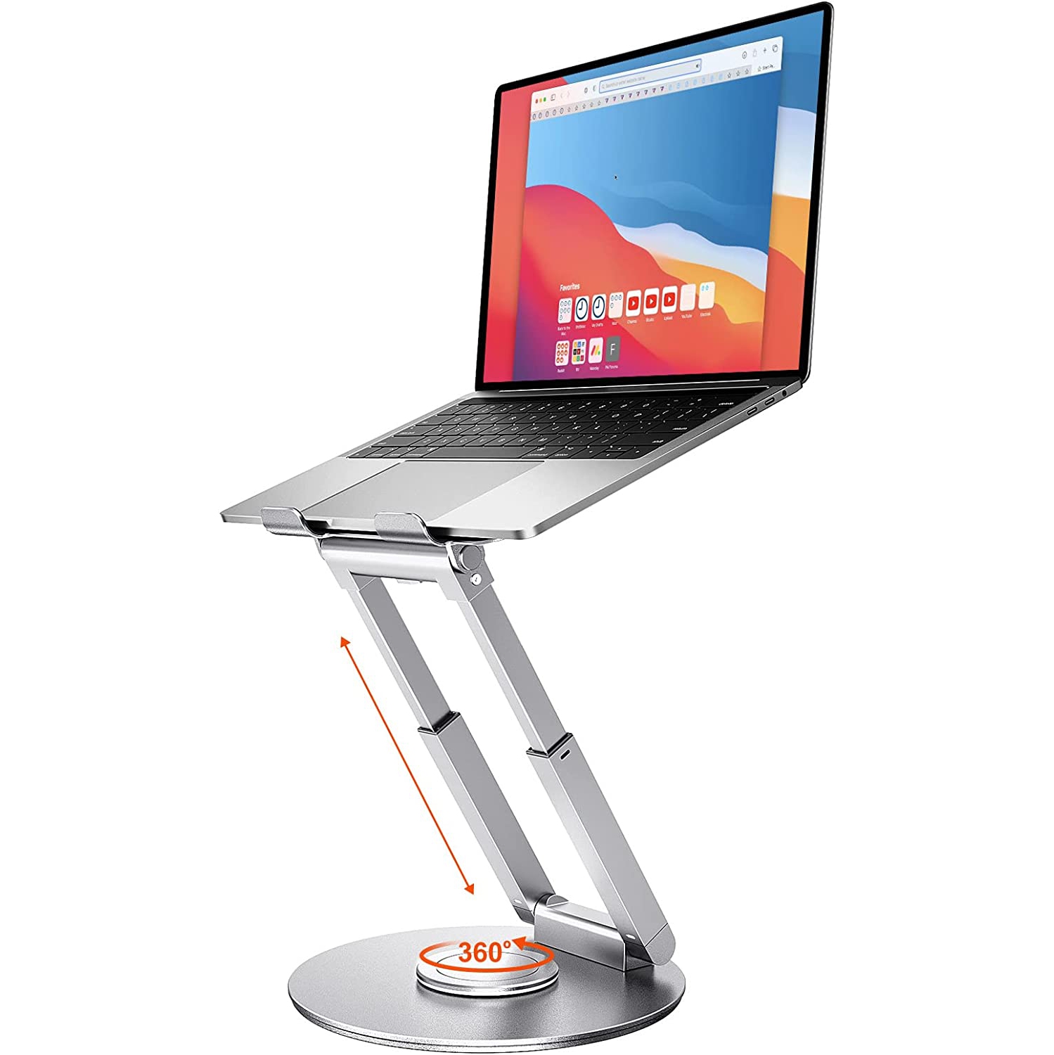 Laptop Stand Height Adjustable with 360° Swivel Base, Sit to Stand Ergonomic Computer Stand, Portable Laptop Riser Holder Desk for Good Posture, Compatible with MacBook Pro, All La