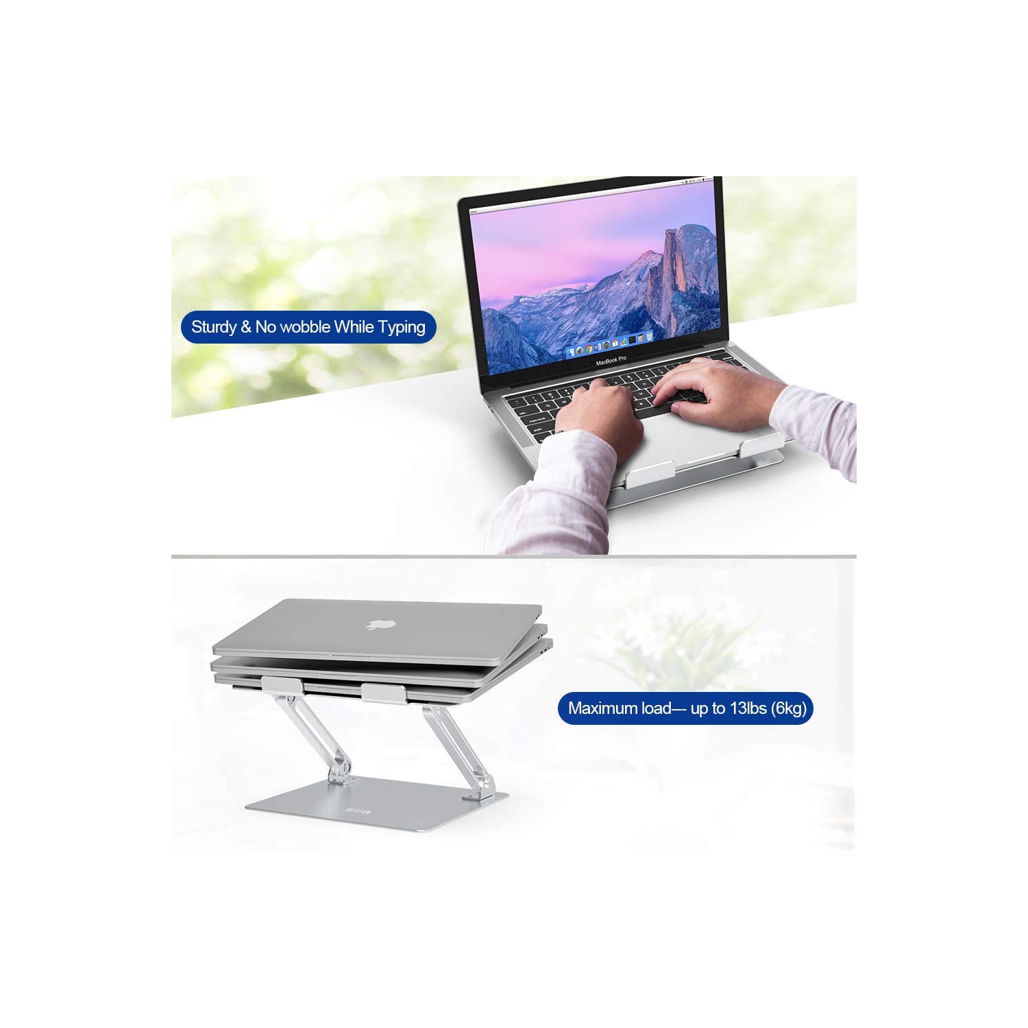 LS10 Aluminum Laptop Stand, Ergonomic Adjustable Notebook Stand, Riser Holder Computer Stand Compatible with Air, Pro, Dell, HP, Lenovo More 10-15.6'