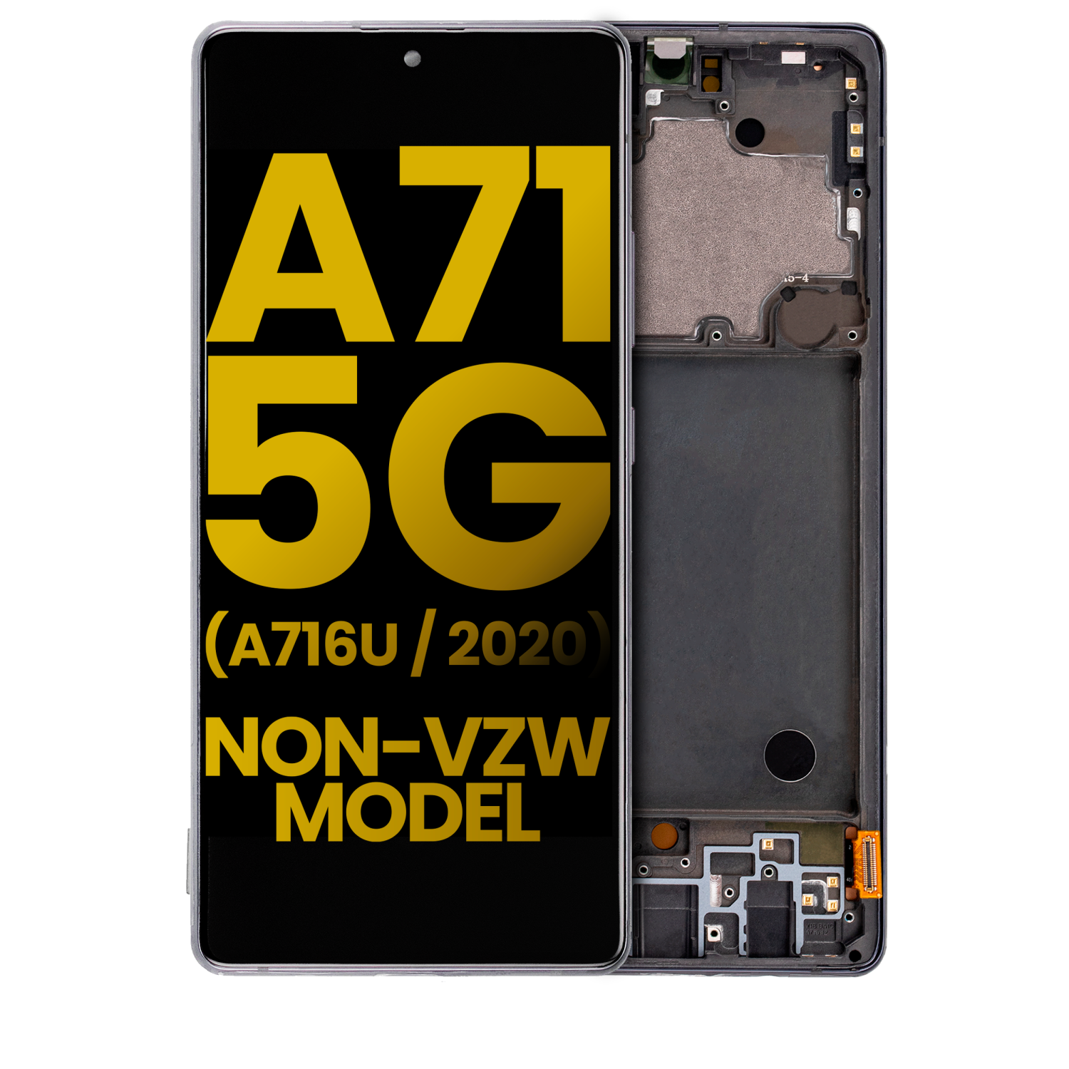 Refurbished (Excellent) - Replacement OLED Assembly With Frame Compatible For Samsung Galaxy A71 5G (A716U / 2020) (Prism Cube Black)