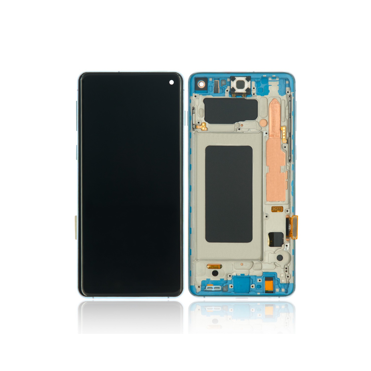 Replacement LCD Assembly With Frame (Without Finger Print Sensor) Compatible For Samsung Galaxy S10 (Aftermarket Plus: TFT) (Prism Blue)