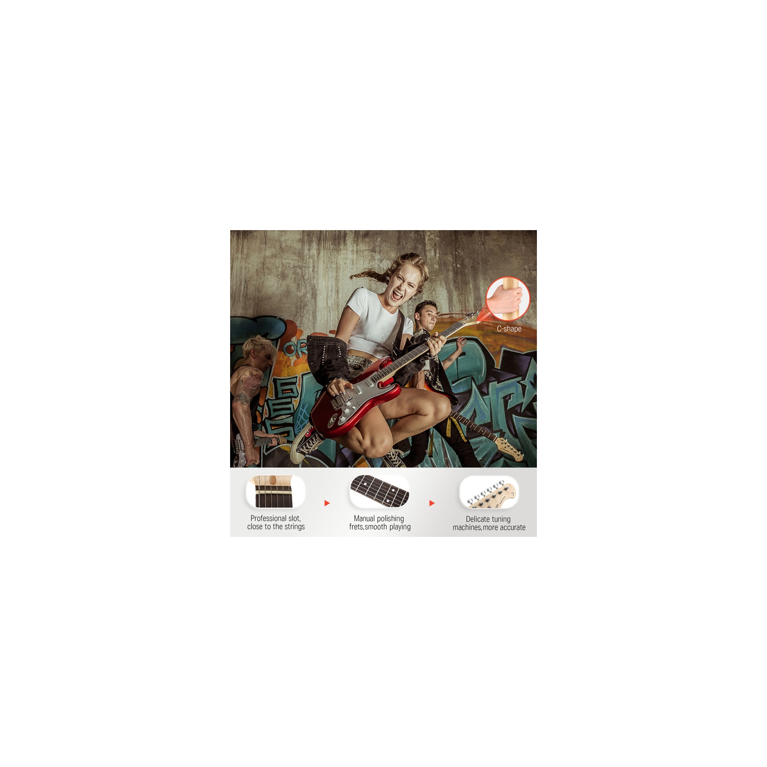 Donner DST-100 39 Inch ST Electric Guitar Kit with Amplifier Solid Body H-S-S Pickup - Right Handed