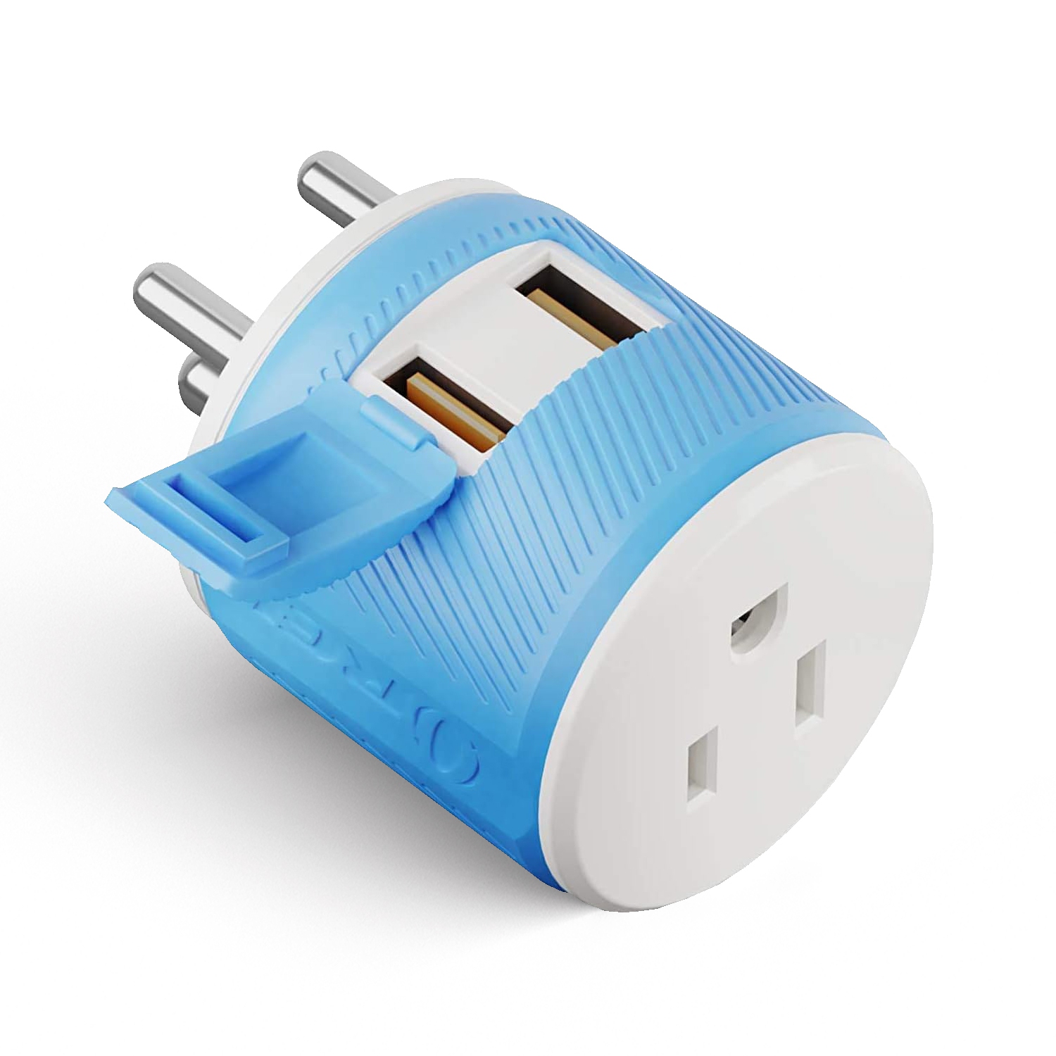 OREI India, Nepal, Maldives Travel Plug Adapter Dual USB Surge Protection Type D